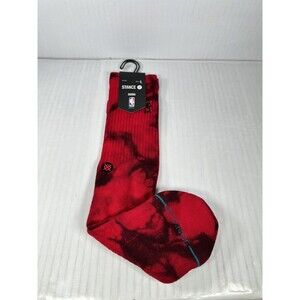 Stance NBA Basketball Logoman Dye Red Crew Socks Size L  (9-13) NEW